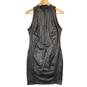 Popilush Shapewear Sculpting Faux Leather Zip Front Dress XXL Black New